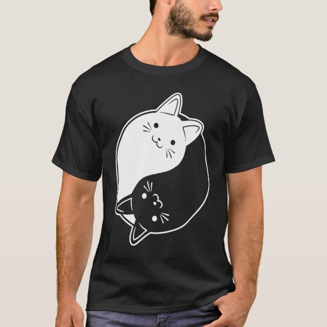 Camiseta Gato del símbolo del Rótulo Yin Yang (Anverso)