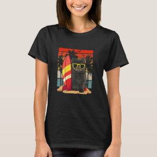 Camiseta Gato del sol Verano Gato negro fresco Mares de ver