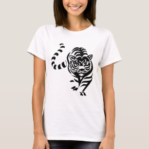 Camiseta Gato del tigre Big Black White Stripes Prowl Walk