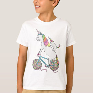 Camiseta Gato del unicornio del montar a caballo del