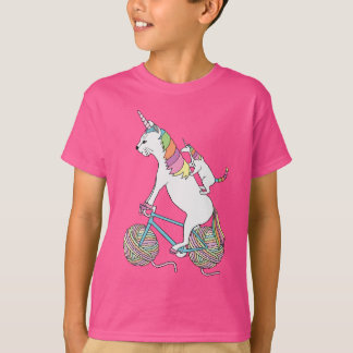 Camiseta Gato del unicornio del montar a caballo del