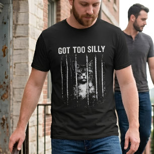 Camiseta Gato Demasiado Tonto en la Cárcel Meme Divertido