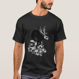 Camiseta Gato Demonio Con Huesos De Cabeza De Cráneo