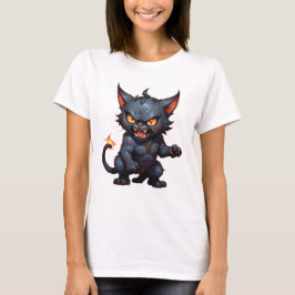 Camiseta Gato demonio enojado lindo gato gracioso enojado