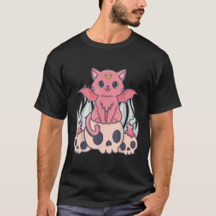 Camiseta Gato demonio espeluznante lindo goth pastel kawaii