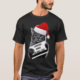 Camiseta Gato Derriba Árbol De Navidad Feliz Navidad Hombre