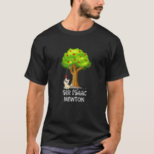 Camiseta Gato Descubre Ley De Gravedad Isaac Mewton Física 