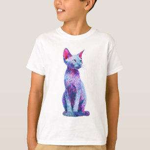 Camiseta Gato Devon Rex Vibrante y Estilizado para Niños