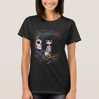 Camiseta Gato Día De Los Muertos Calavera De Azúcar Disfraz