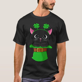 Camiseta Gato Día de San Patricio Duende Trébol Gatito Chic