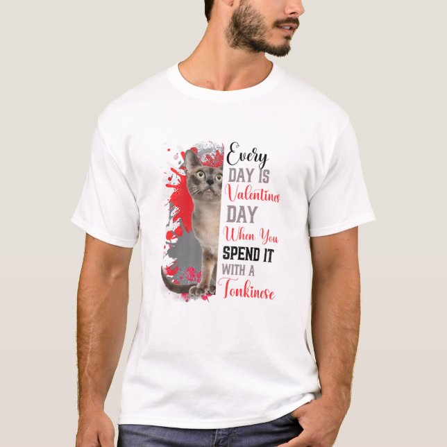 Camiseta Gato Día de San Valentín de gato tonkinés divertid (Anverso)