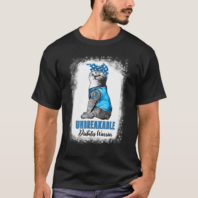 Camiseta Gato Diabetes Guerrero de la Diabetes Ri Azul Inqu (Anverso)