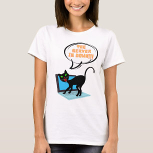 Camiseta gato diciendo que el servidor está caído