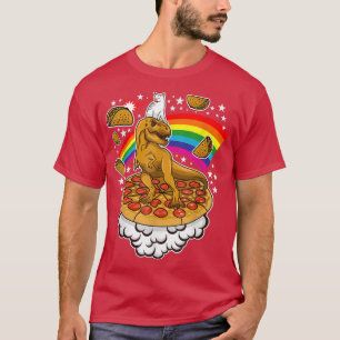 Camiseta Gato Dinosaurio Pizza Tacos Fino Cósmico del Arcoi