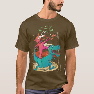 Camiseta Gato Dinosaurio Pizza Tacos Fino Cósmico del Arcoi