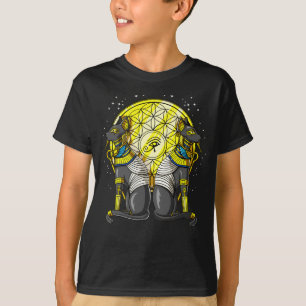 Camiseta Gato Diosa Egipcia Bastet Ankh Geometría Sagrada