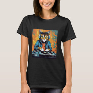 Camiseta Gato Disco Techno DJ Amante de Animales Gráfico No