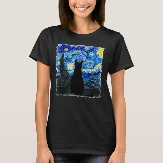 Camiseta ¡Gato disfrutando de una noche estrellada! (Anverso)