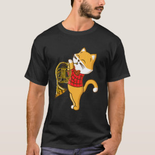 Camiseta Gato disfrutando del instrumento musical trompa