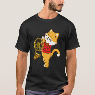 Camiseta Gato disfrutando del instrumento musical trompa