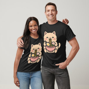 Camiseta Gato disfrutando Ramen Bowl