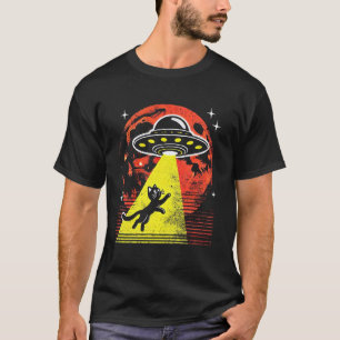 Camiseta Gato Divertido Abducción Alien OVNI Encuentro Cien