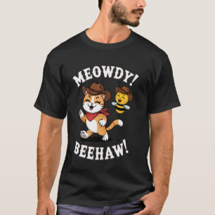 Camiseta Gato Divertido Abeja Juego de Palabras Vaquero Meo