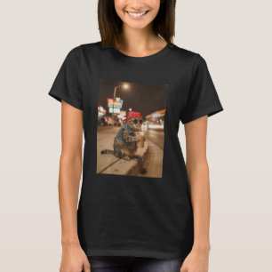 Camiseta Gato Divertido Bebiendo Café Helado Gatos Meme Hom