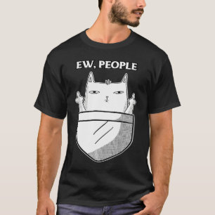 Camiseta Gato Divertido Bolsillo Ew Gente Meowy para Amante