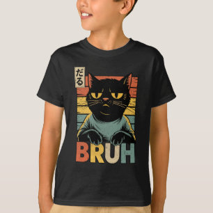 Camiseta Gato Divertido BRUH Chicos Chicas Hombres Mujeres 