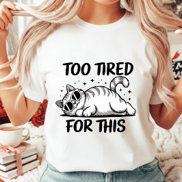 Camiseta Gato Divertido Cansado con Gafas de Sol Mujer Sass