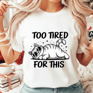 Camiseta Gato Divertido Cansado con Gafas de Sol Mujer Sass