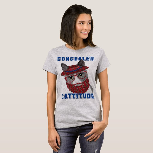 Camiseta Gato divertido Cattitude encubierto Meme (Anverso completo)