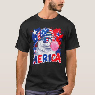 Camiseta Gato divertido chicle 4 de julio hombres mujeres a