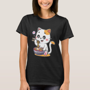Camiseta Gato Divertido Comiendo Ramen Fideos Japoneses Ant