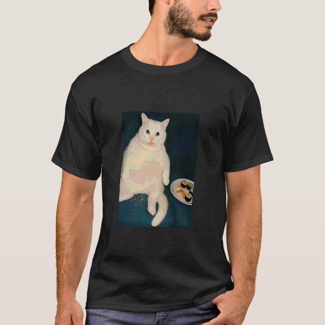 Camiseta Gato Divertido Comiendo Sushi Meme (Anverso)