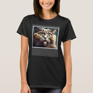 Camiseta Gato Divertido con Cara Hinchada, Amante de los Ga