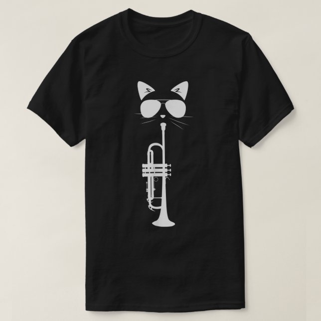 Camiseta Gato divertido con gafas de sol jugando música de  (Diseño del anverso)