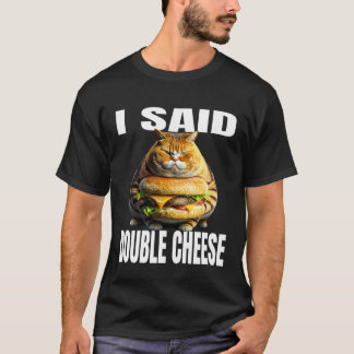 Camiseta Gato Divertido Con Hamburguesa Dije Doble Queso Ga