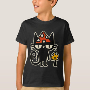 Camiseta Gato Divertido Con Sombrero De Champiñón Gato Negr