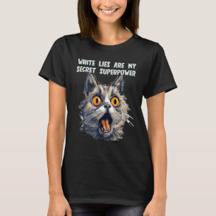 Camiseta Gato divertido con superpoderes y mentiras blancas