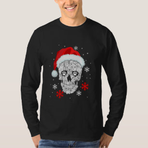Camiseta Gato Divertido Cráneo Santa Navidad Pijama Navidad