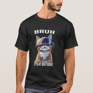 Camiseta Gato Divertido Cumpleaños Chicos Adultos Niños Bru
