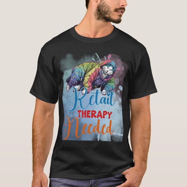 Camiseta Gato divertido de compras con "Terapia de compras  (Anverso)