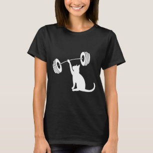 Camiseta Gato divertido de gimnasio de fuerza con pesas par