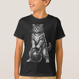 Camiseta Gato Divertido de Gimnasio Instructor de Pesa Rusa