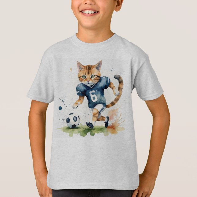 Camiseta Gato divertido de Guay jugando al rugby de fútbol (Anverso)