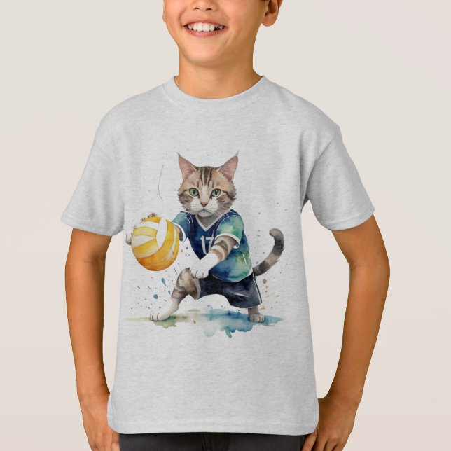 Camiseta Gato divertido de Guay jugando voleibol con humor  (Anverso)