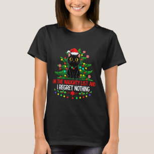 Camiseta Gato divertido de Navidad en la lista de traviesos