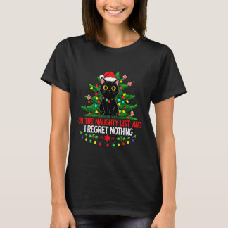 Camiseta Gato divertido de Navidad en la lista de traviesos